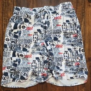 Graphic Print Shorts in Black and White
